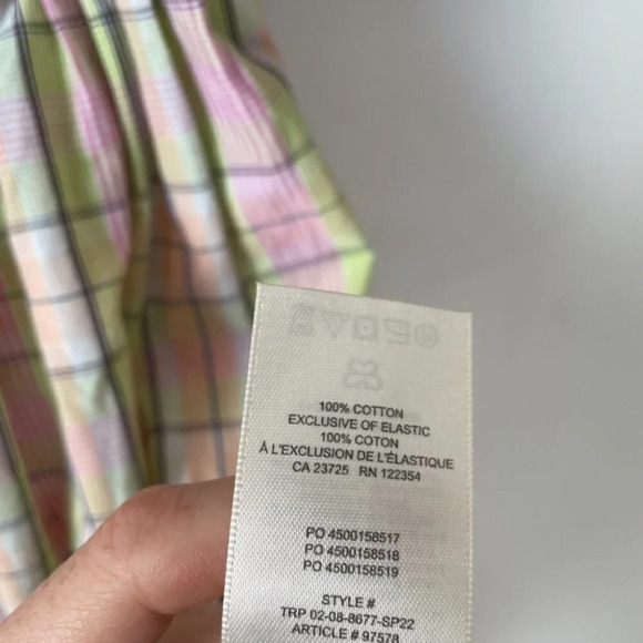 Aritzia Sunday Best Sun Deh Hadley Babydoll Poplin Mini Dress Plaid Lola Lime XS - Picture 8 of 8